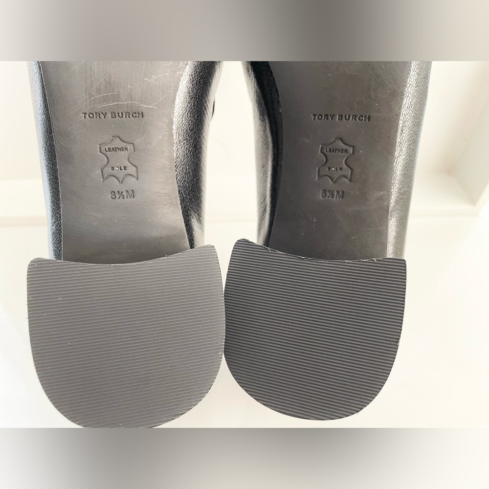 New Tory Burch Jessa heeled horse- head loafers, black leather sz 8.5. - Picture 12 of 16